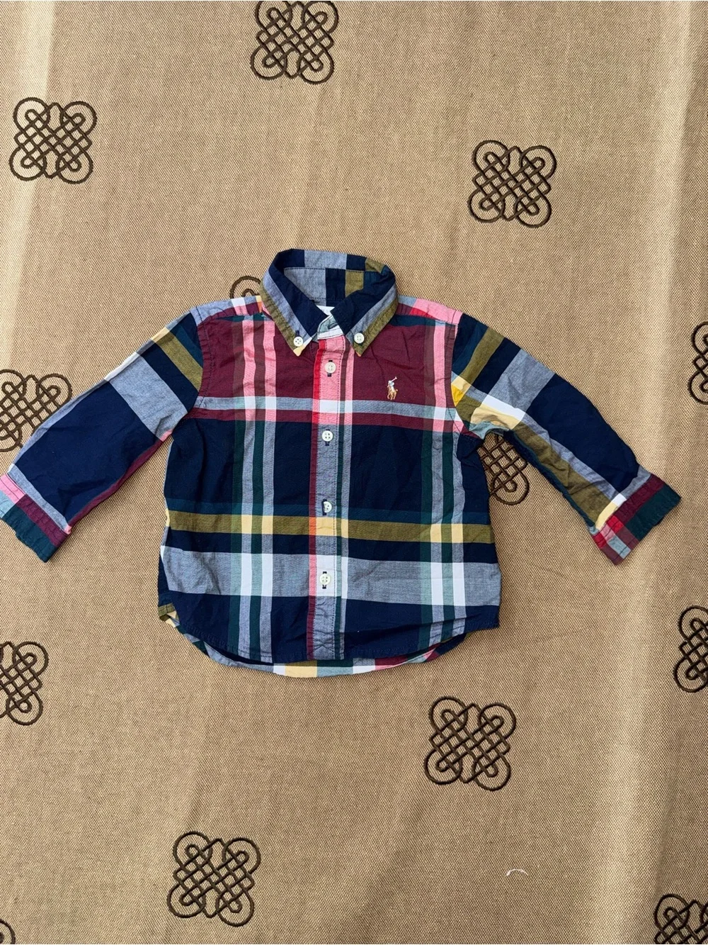 Ralph Lauren baby boys plaid button down shirt Size 9M